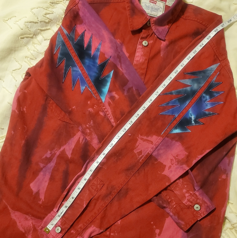 Vintage Levis Tie-dye Shirt + Liquid Blue Grateful Dead Patch New Year 1990 1995 - Picture 13 of 14